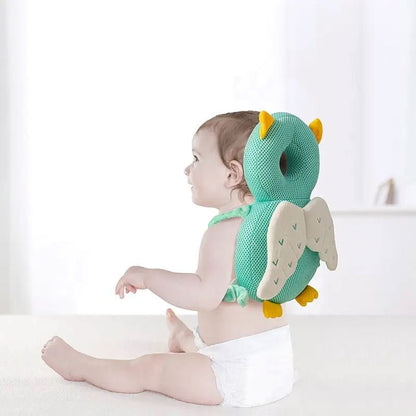 Oreiller Bebe - OreillerProtectionBébé™ - Hiboux Vert - Bébé Sans Risque